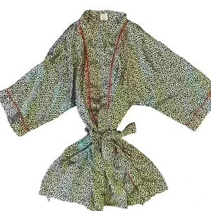 Animal Leopard Print Bath Robe Pink Trim size XL